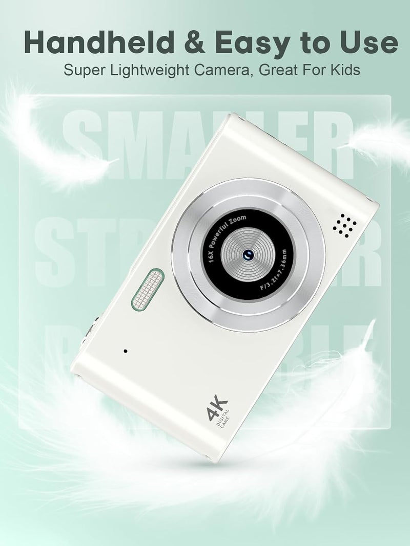 Vyncs Digital Kids Camera 1080P Vlog Camera with 64GB, Lanyard, 16X Zoom Anti Shake, Card Reader 44MP Compact Portable Point Shoot Digicam for Kid Teen Girl Boy Christmas Halloween Thanksgiving - Image 2